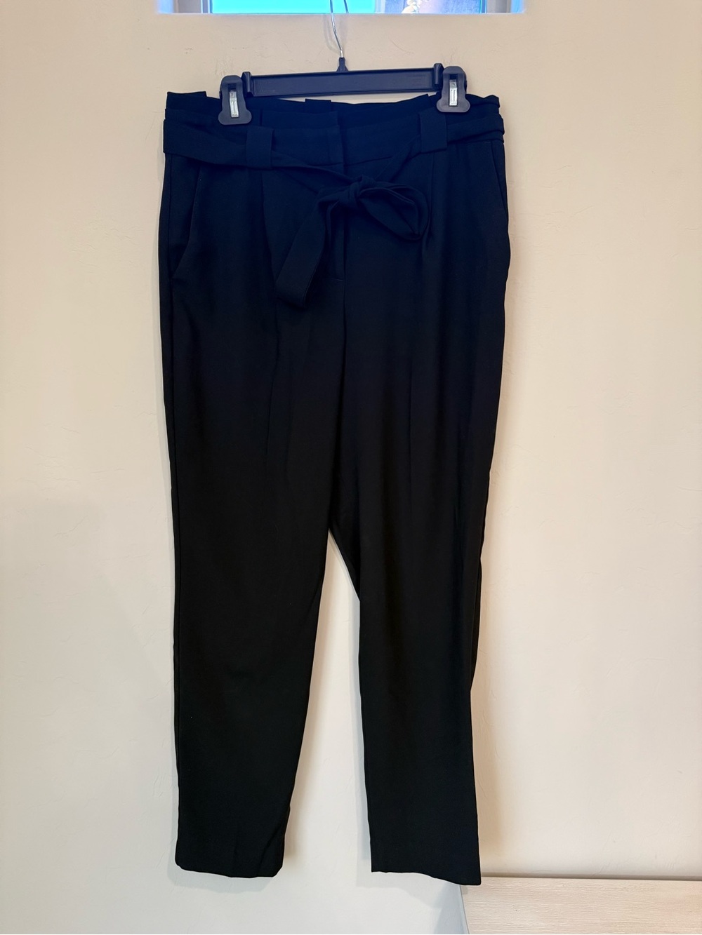 Express Black Paperbag Waist Tie Trousers